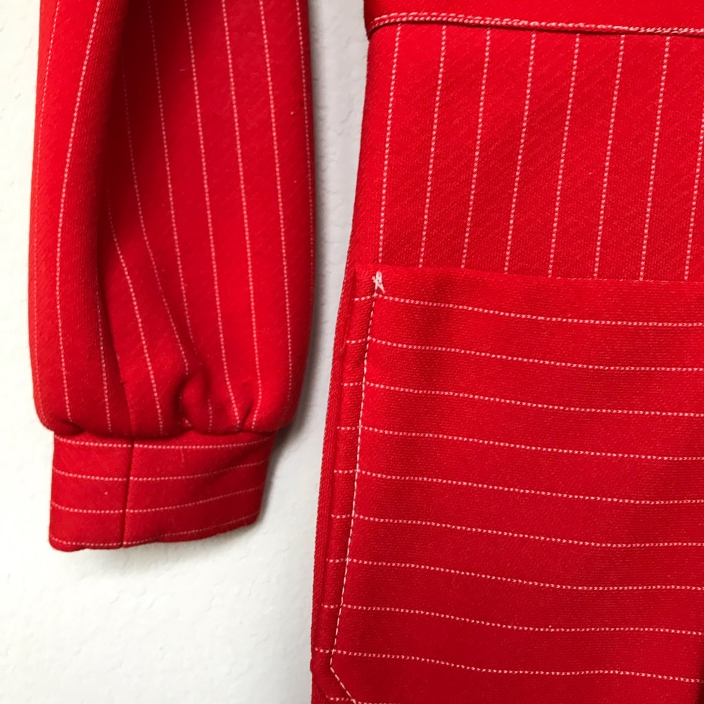 Strait Lane Vintage Red Stripe Jumpsuit 60s 70s Size 8 - Picture 7 of 11